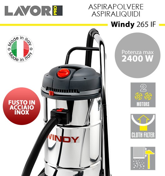 เครื่องดูดฝุ่น 2 มอเตอร์ ขนาด 65 ลิตร รุ่น Windy 265 IF