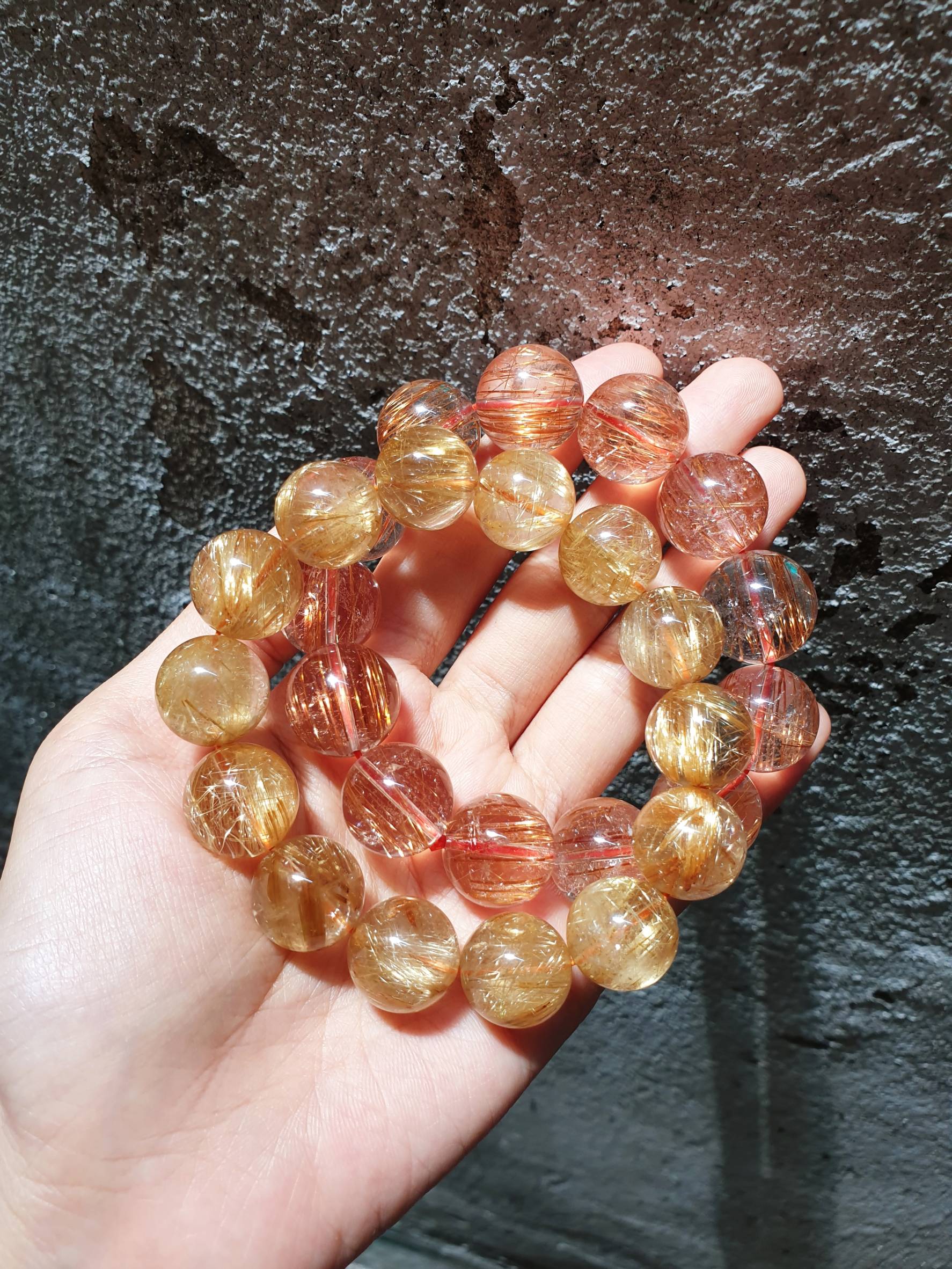 ⚡️ไหมนาคกาบรุ้ง (Pink Rutilated Quartz) 5A++ ขนาด 16 mm ไซต์หายากที่สุด
