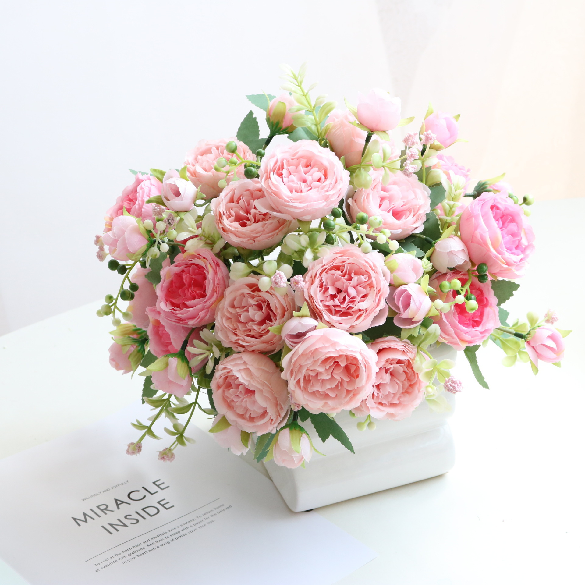 ช่อดอกโบตั๋น Peony ดอกโบตั๋นปลอม ดอกไม้ปลอม ดอกไม้ตั้งโต๊ะ ST503E814
