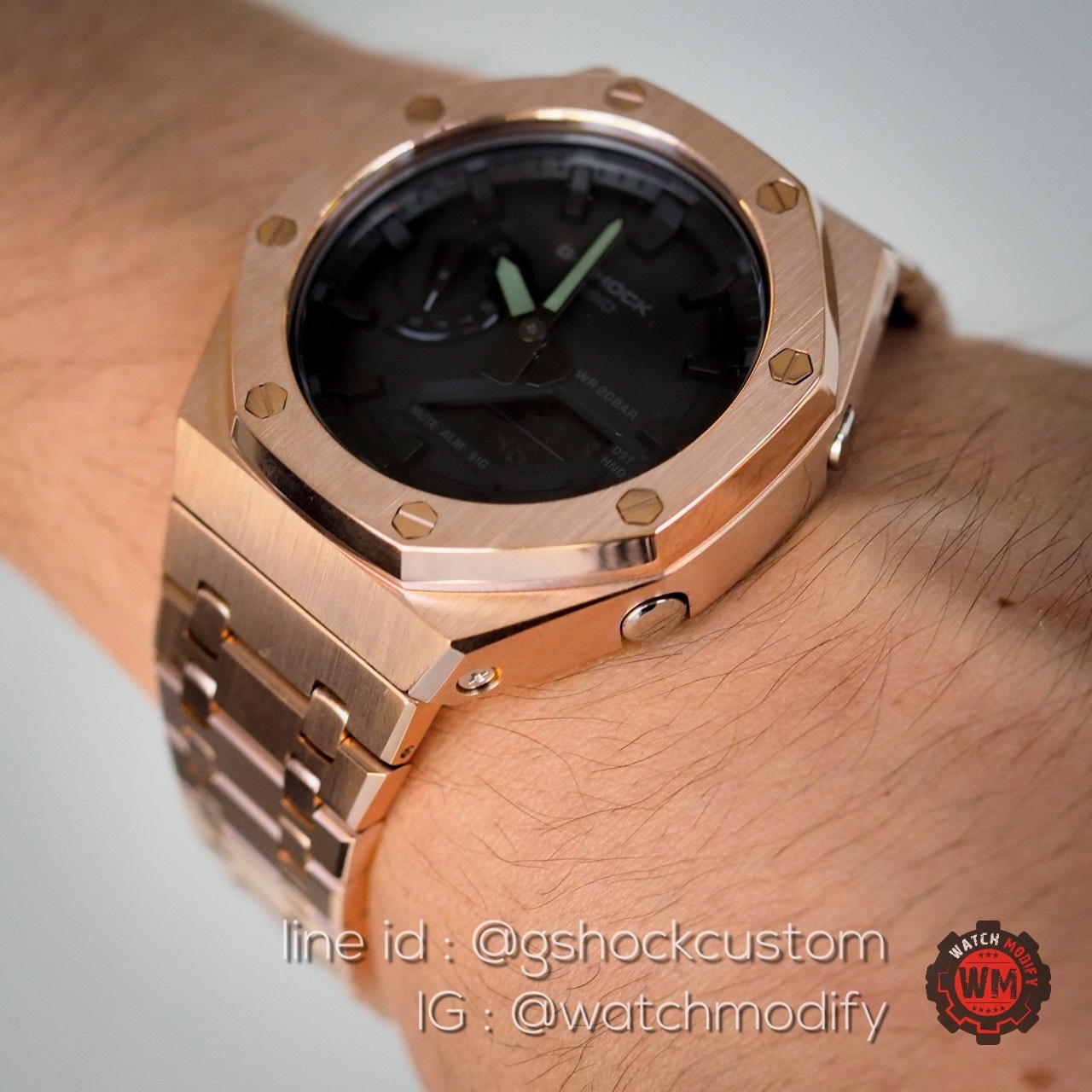 G-Shock Casioak Ga-2100-1a1 AP Stainless Rose Gold หน้าAll Black