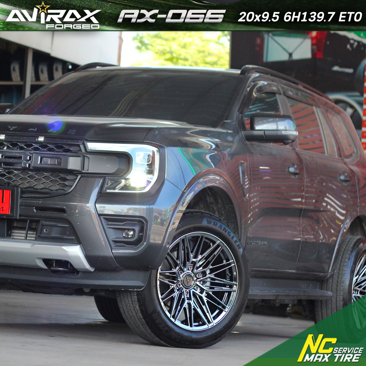 Ford Ranger / ล้อแม็กขอบ20 / AVIRAX WHEELS / AX-066 / 20x9.5 6H139.7 ET0 / ล้อแม็กสีแบล็คโครม / Custom Color / SUV / PPV