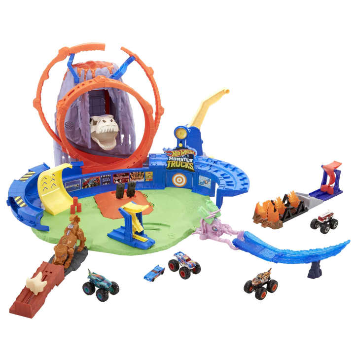 Hot Wheels Monster Trucks T-Rex Volcano Arena Playset ภูเขาไฟ ทีเร็กซ์ ฮอทวีล