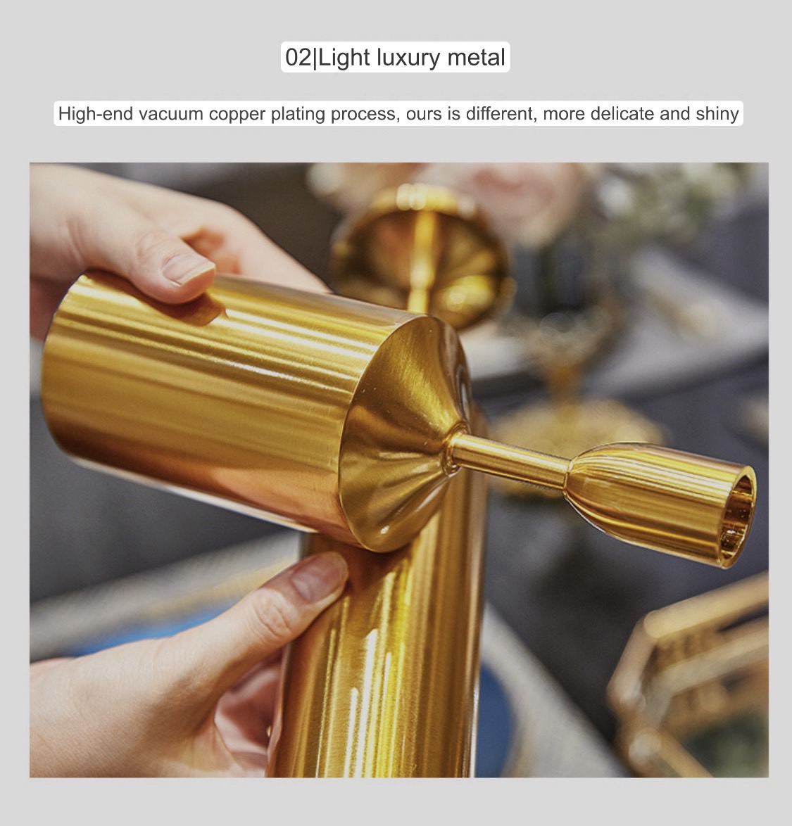 แจกันตกแต่งบ้าน ดอกไม้ประดิษฐ์พร้อมแจกัน เชิงเทียนตกแต่ง เชิงเทียนสีทอง แจกันดอกไม้ปลอม ดอกไม้ตั้งโต๊ะ เชิงเทียนทองเหลือง ST501E801