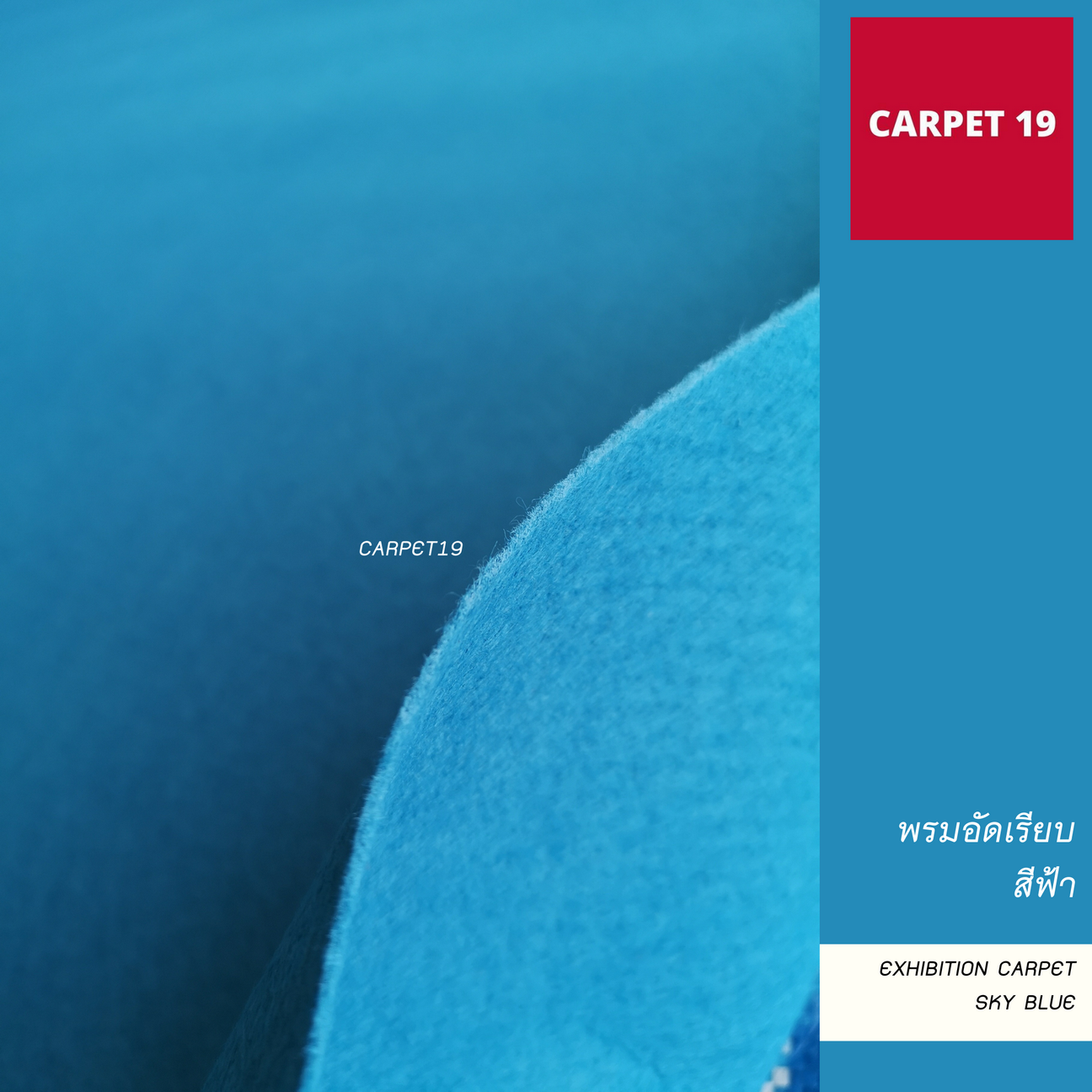 ราคาต่อเมตร>>CARPET19 พรมอัดเรียบ รุ่น M1.5 สีฟ้า หนา 2.0 มม.กว้าง 1.5 เมตร
