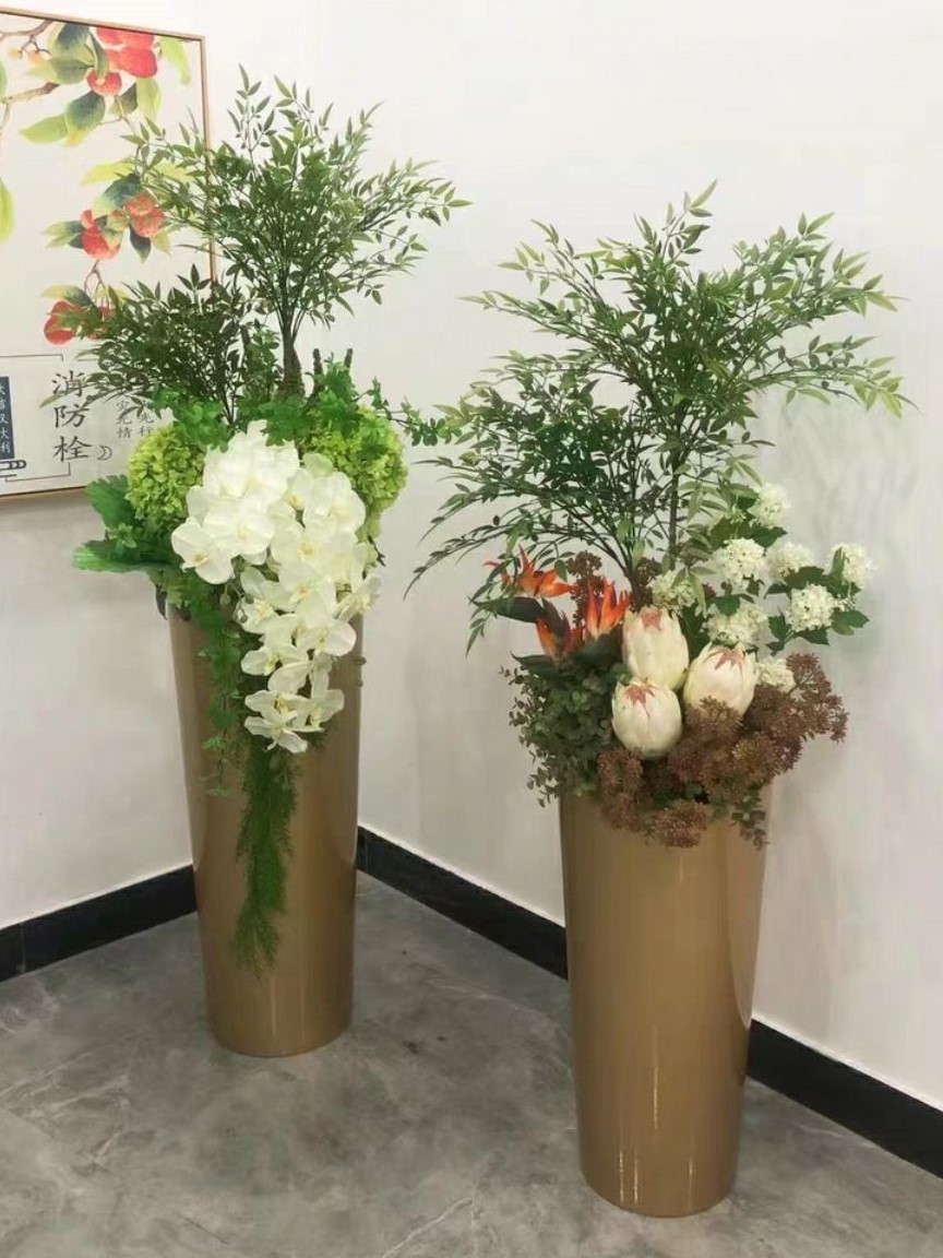CT212E055 DECHOME Flower ornaments แจกันดอกไม้ตั้งพื้น แจกันสีทอง ตกแต่งบ้าน ตกแต่งโรงแรม