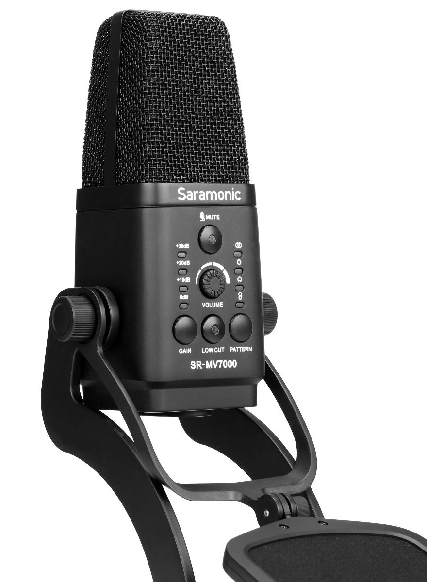 Saramonic SR-MV7000 ไมโครโฟน Condenser แบบตั้งโต๊ะ มี Polar Pattern รับเสียงได้ 4 รูปแบบ Stereo, Omnidirectional, Cardioid, Bidirectional สำหรับคอมพิวเตอร์ที่ใช้ Windows PC, Apple Macbook, Chromebooks และ Mixers มีช่องเสียบแบบ เป็น XLR และ USB-C