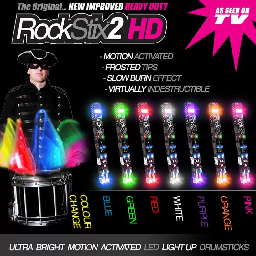 ไม้กลองเรืองแสง Led Rockstix 2 Pro - Colour Changing Led Light Up Drum Sticks