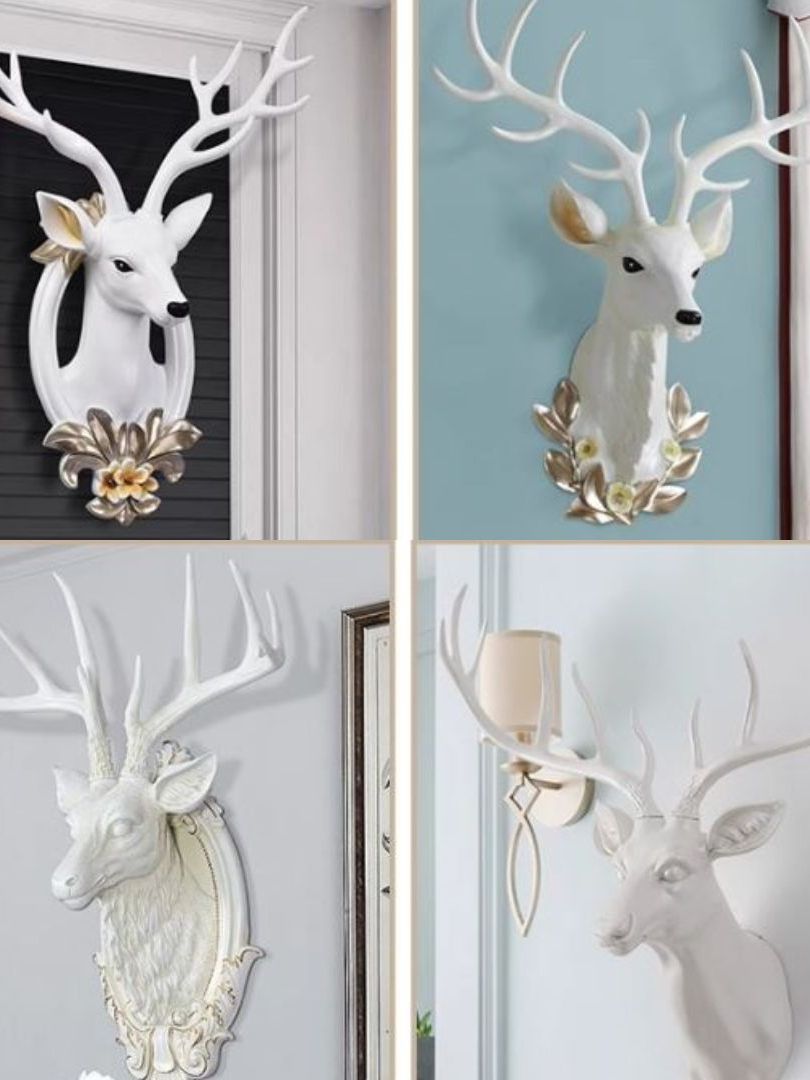 CT222G023 SOSHOKU หัวกวางสีขาวตกแต่งผนัง หัวกวาง ตกแต่งผนัง Nordic