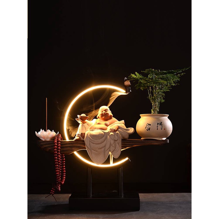 CT125B083 HAOYUN โคมไฟพระสังกัจจายน์ พระสังกัจจายน์ พระยิ้ม เทพแห่งความมั่งมี โคมไฟLed ของตกแต่งห้อง