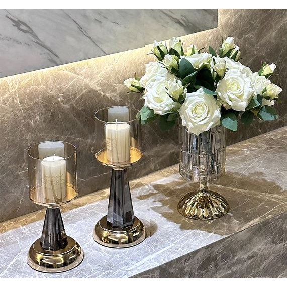 CT031E029 DECHOME เชิงเทียนแต่งโต๊ะอาหาร แจกันดอกไม้ ของแต่งบนโตีะอาหาร เชิงเทียน