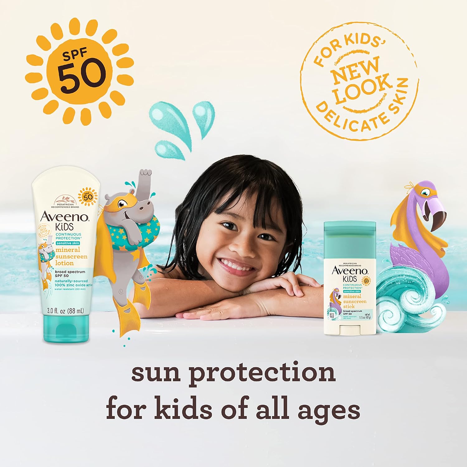 Aveeno Kids Continuous Protection Sunscreen Stick for Sensitive Skin SPF 50 กันแดดแบบแท่งสำหรับผิวแพ้ง่าย