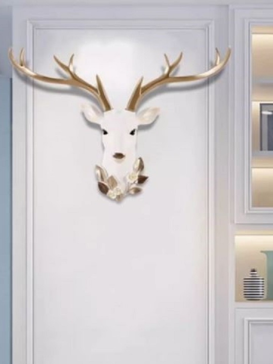 CT222G023 SOSHOKU หัวกวางสีขาวตกแต่งผนัง หัวกวาง ตกแต่งผนัง Nordic