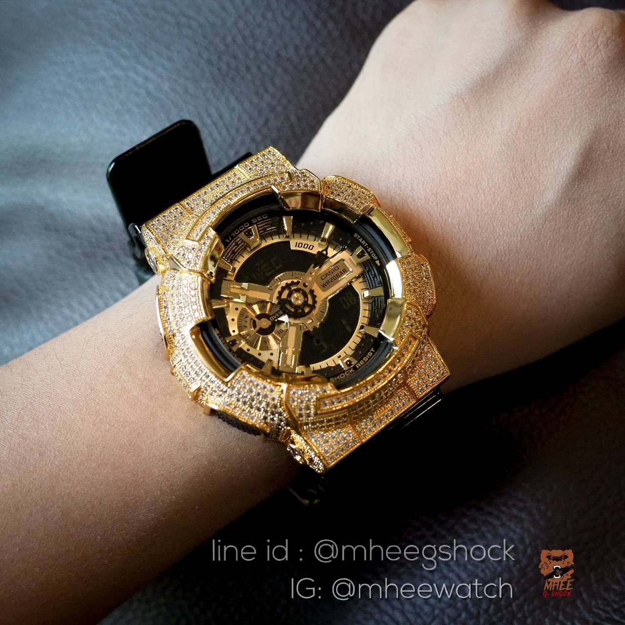 G-Shock Bling Bling GA-110GB Gold Black Crystal CZ Dianmond very rare item