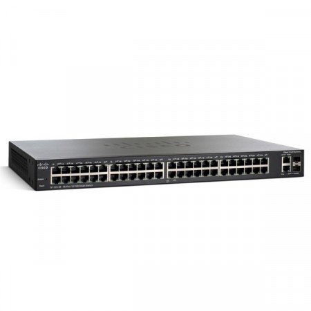 Cisco SF220-48 Switch 48-Port 10/100 Smart Managed, 2-Port SFP Combo, Spanning Tree/Link Aggregation/VLAN Support, Rack Mount