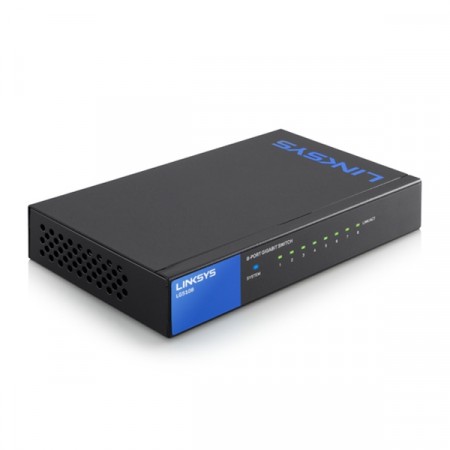 Linksys LGS108 Switch 8-Port Gigabit Ethernet Unmanaged, 16 Gbps Bandwidth, Metal Enclosure