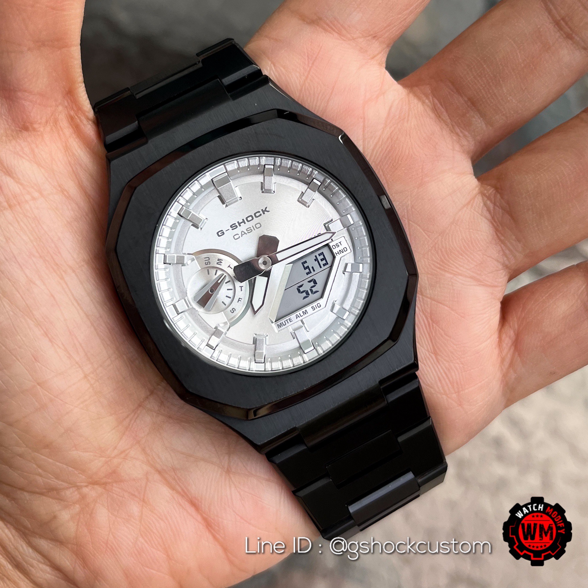 G-Shock Black Nautilus Full Metal Silver Dial with Extra Jelly Transparent Strap