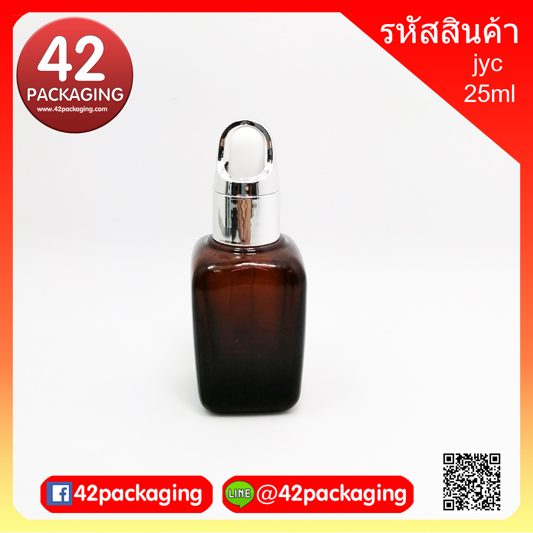ขวดแก้วอโรมาสีชาใส 25-30 มล. (ทรงเหลี่ยม) jyc-30ml ทรงเหลี่ยม #18 ดรอปกระเช้าเงินเงา (1956+2855)