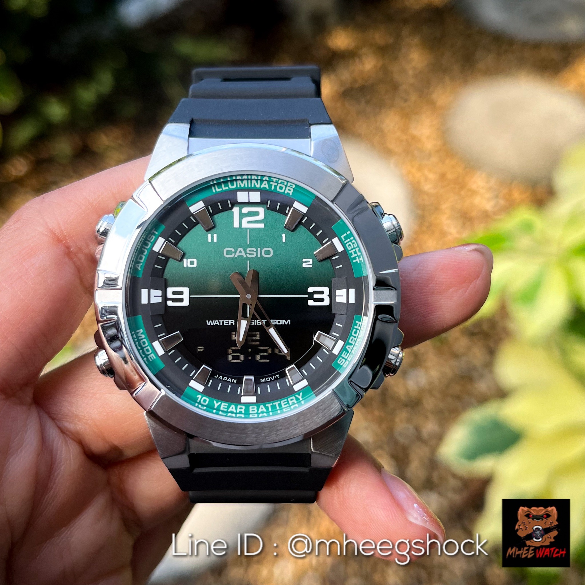 Casio Steel Green Dial Black Strap