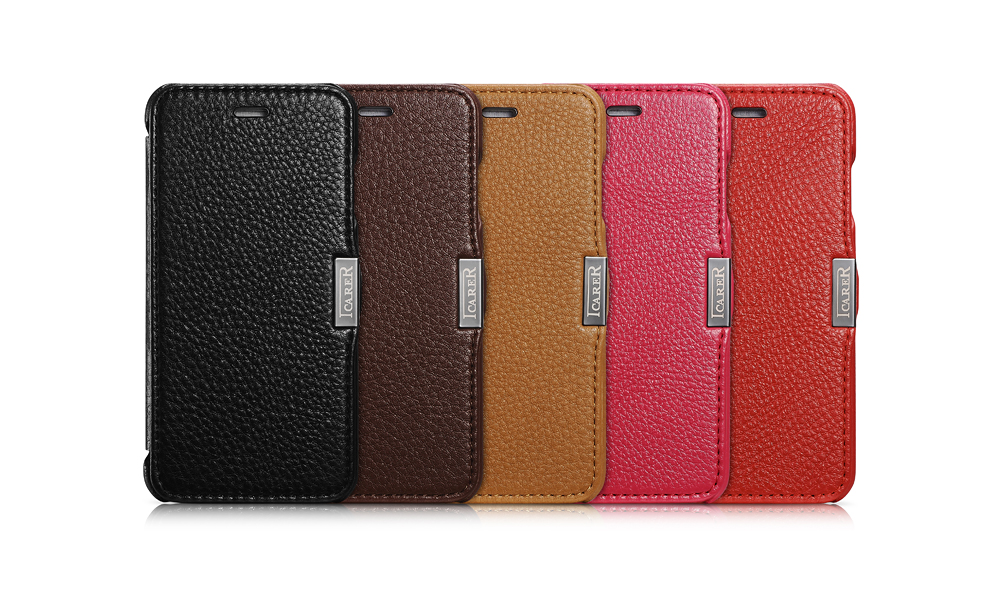 เคสหนัง iPhone 6 / 6S แบรนด์ iCarer รุ่น 602 ออกแบบการใช้งานแบบเปิดข้าง พร้อมระบบแม่เหล็กช่วยในการปิด/เปิด, ทำจาก หนังวัว ส่วนหนังเต็มผืน (Full Grain leather)