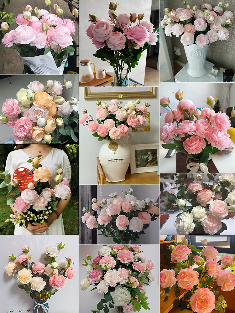 ดอกโบตั๋น 2ดอก1ก้าน Peony ดอกโบตั๋นปลอม ดอกไม้ปลอม ดอกไม้ตั้งโต๊ะ ST503E813