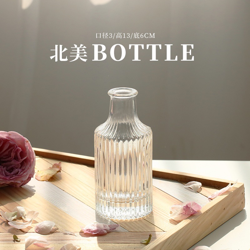 ขวดปากแคบ ขวดแก้ว แจกันใส แจกันทรงขวด แจกันขวดแก้ว ST504E821