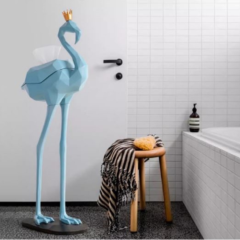 CT194I007 HOMMY ที่ใส่ทิชชู่นก flamingo กล่องกระดาษ ของแต่งห้องนั่งเล่น