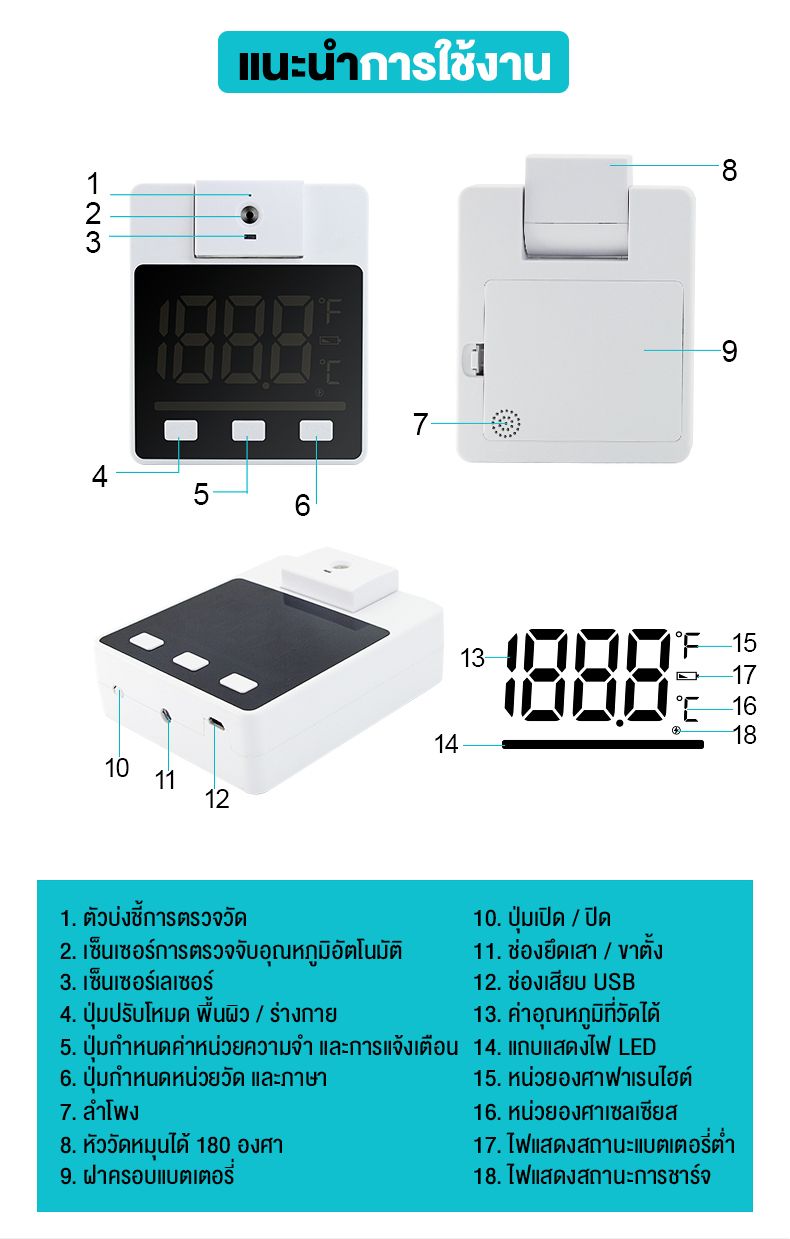 IF-K1BOX : เครื่องวัดอุณหภูมิร่างกายอัตโนมัติ วัดไข้ แบบดิจิตอล สำหรับใช้ในที่ร่มและกลางแจ้ง (สินค้ามีพร้อมส่ง)