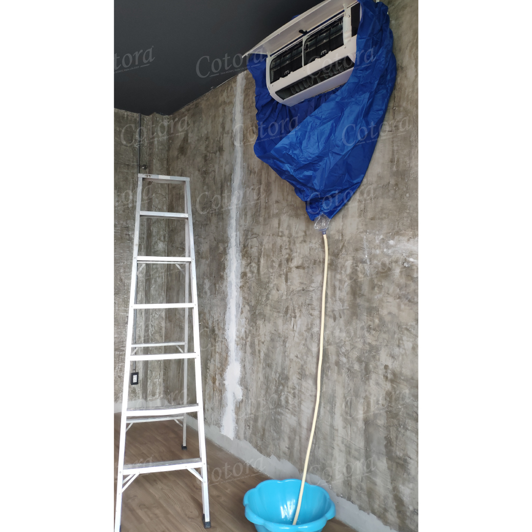 ผ้าครอบล้างแอร์ คุณภาพสูง (แถมฟรี ท่อน้ำทิ้งยาว 2 เมตร)