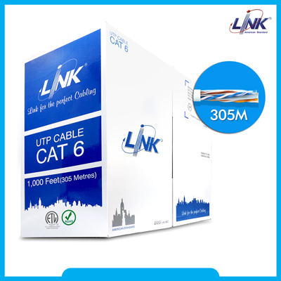 US-9116LSZH สายแลน CAT6 สีขาว 305 เมตร แบบ Low Smoke Zero Halogen CAT 6 UTP ULTRA (600 MHZ) w/Cross Filler, 23 AWG, LSZH White 305 M.*/Pull Bx.