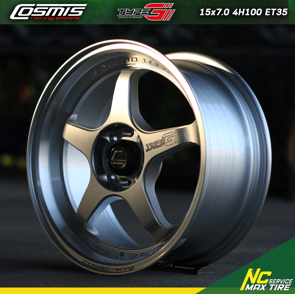 ล้อแม็กขอบ15 / type-G Granturismo / ล้อแม็กสีSilver / 15×7.0 4H100 ET35