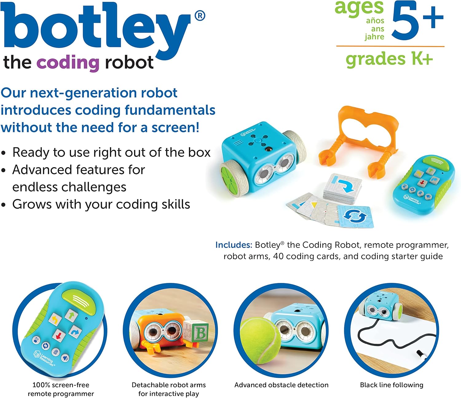 Learning Resources Botley the Coding Robot ชุดหุ่นยนต์สอนโค้ดดิ้งสำหรับเด็ก ของเล่นเสริมทักษะการคิดเชิงตรรกะ