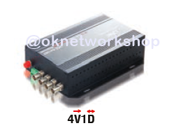 VCC-0410MR 4V1D Video RECEIVER 4 CH w/Data Multimode BNC/RS485 - 2xST(MM) Analog CCTV FO Converter 500 Meter.