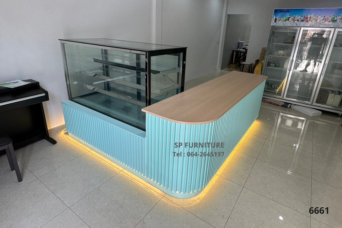 เคาน์เตอร์ร้านเบเกอรี่ เคาน์เตอร์มินิมอล เคาน์เตอร์สีมิ้น