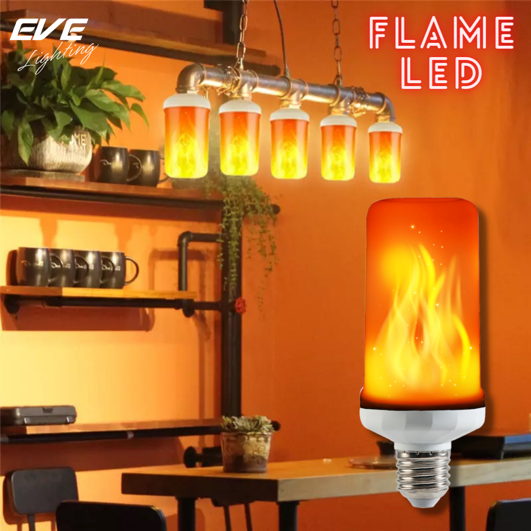 LED Flame light 5w Warmwhite E27 หลอดแอลอีดี ให้แสงเสมือนเปลวไฟจริง ขนาด 5 วัตต์ ขั้วE27 ติดไฟหัวเสา ริมรั้ว ริมกำแพง