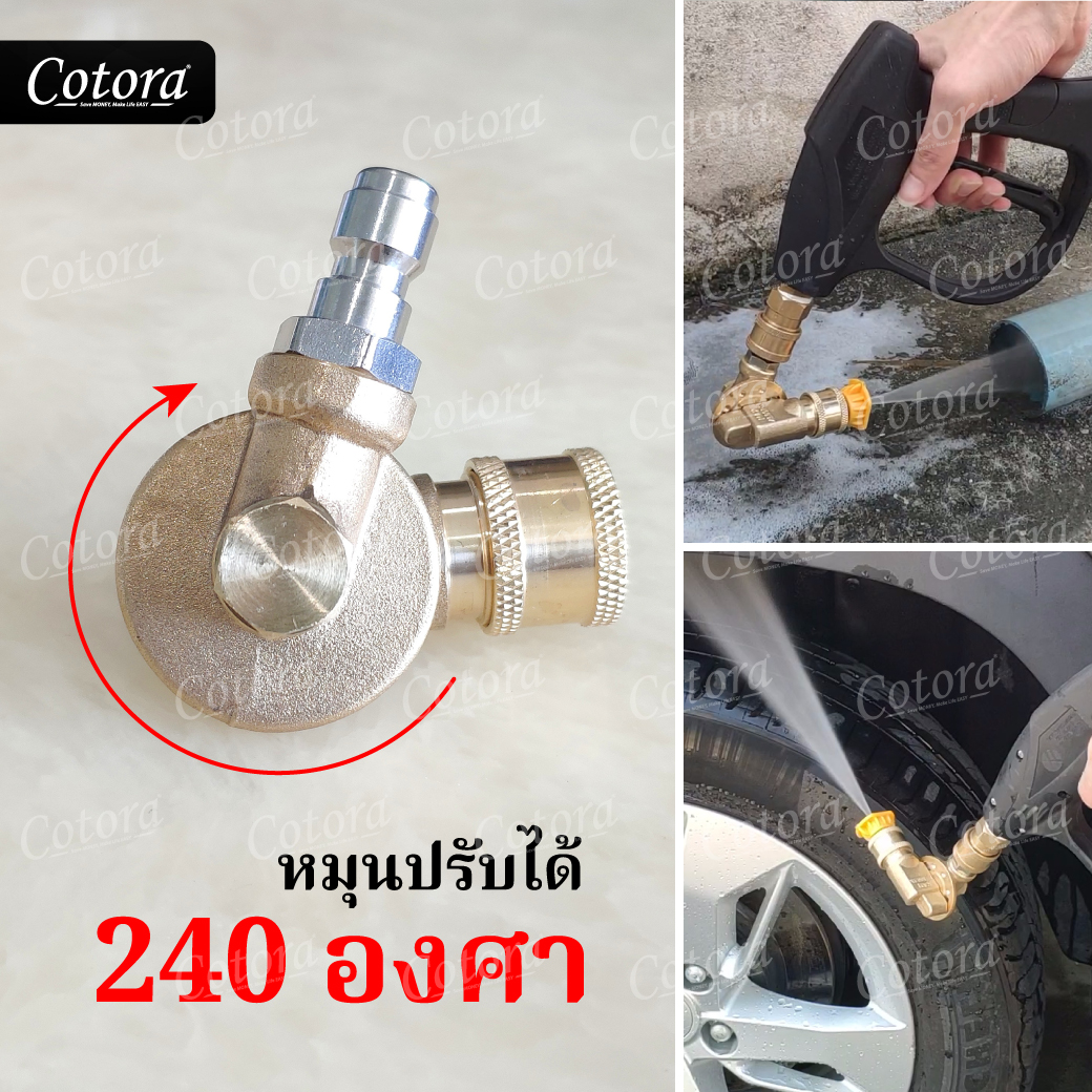 หัวฉีดน้ำแรงดัน 240 องศา ปรับได้ 7 มุม Pivoting Coupler 4500 PSI (ฟรี หัวฉีด5สี)