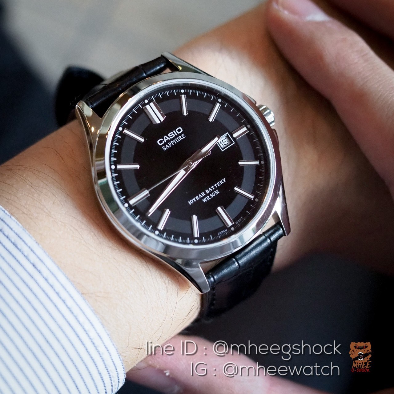 Casio รุ่นTop กระจกSapphire สายหนังจรเข้