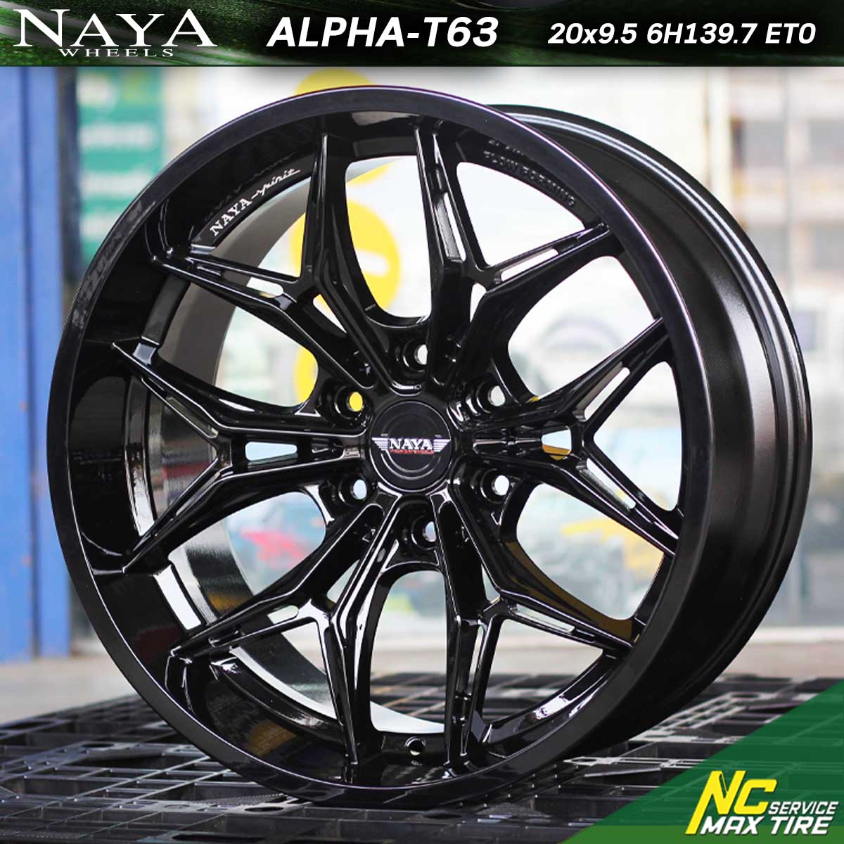 ล้อแม็กขอบ20 / Cosmis / NAYA / ALPHA-T63 / 20×9.5 6H139.7 ET0 / ล้อแม็กสำหรับรถกระบะ / ล้อแม็กกระบะตัวสูง / ล้อแม็กSUV / ล้อแม็กPPV / NCล้อแม็ก / ล้อแม็กสีดำเงาทั้งวง