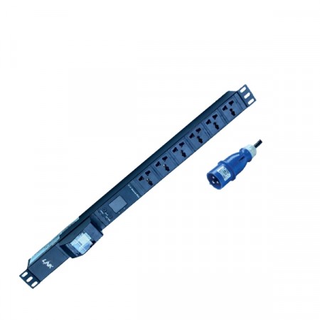 Link CH-10806 Power Distribution Unit 6 Universal Outlet (Circuit Breaker 16A + Volt/Amp + Power Plug 16A)