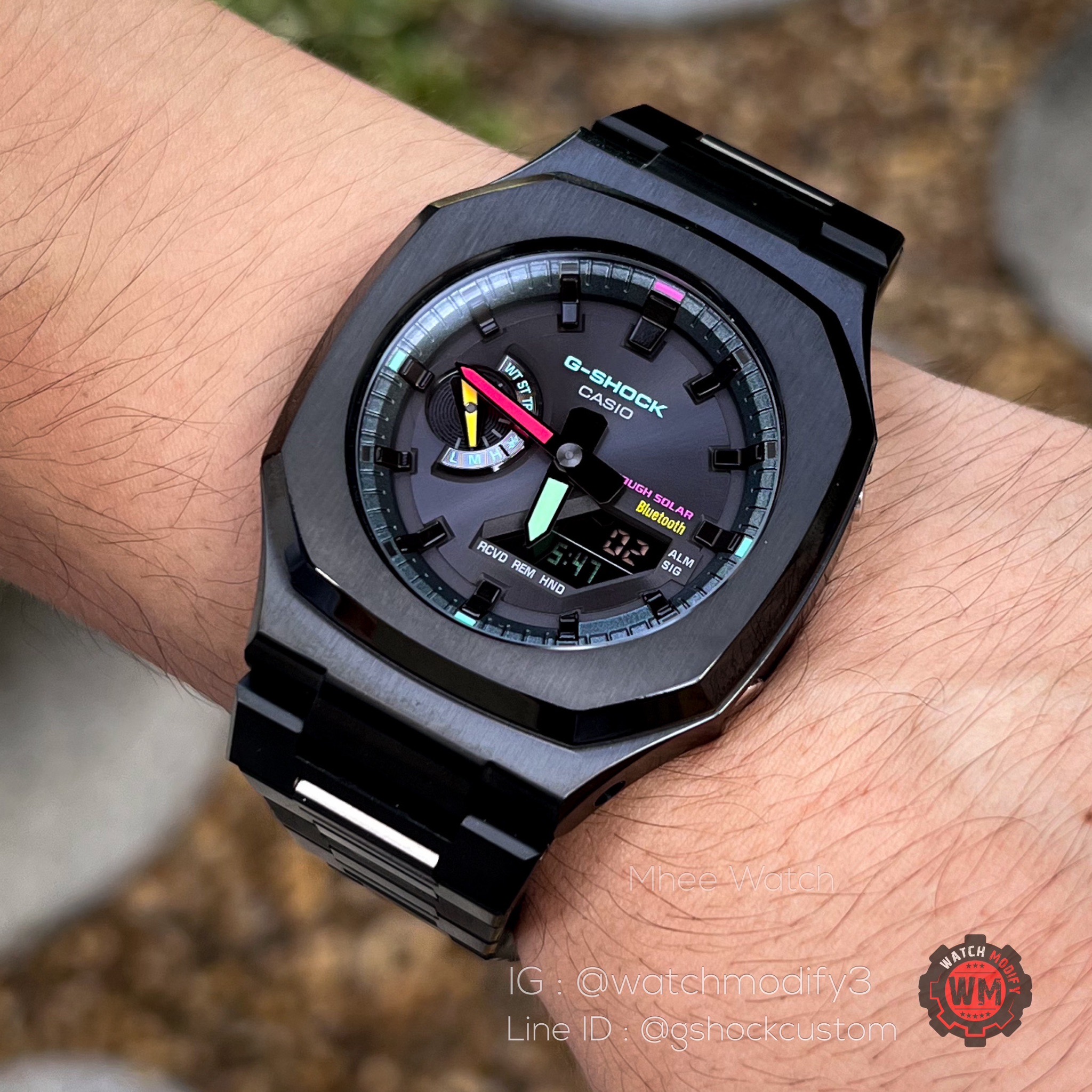 G-Shock Tough Solar Casioak Neon Tron Dial Black Steel Nautilus Style