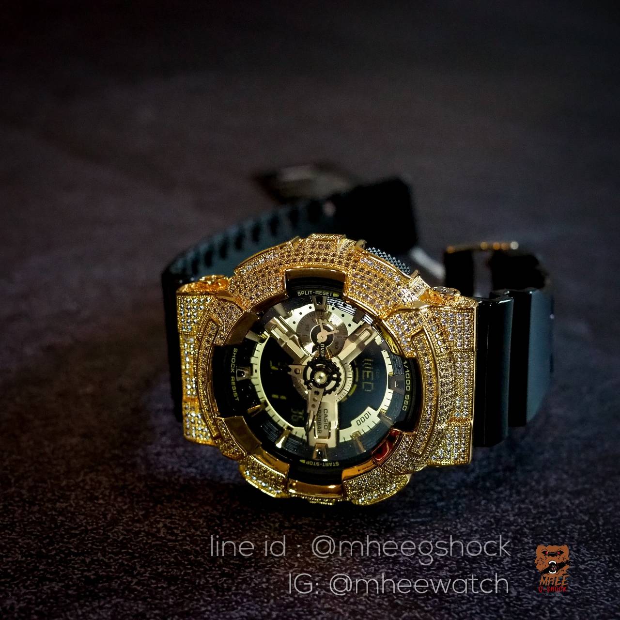 G-Shock Bling Bling GA-110GB Gold Black Crystal CZ Dianmond very rare item