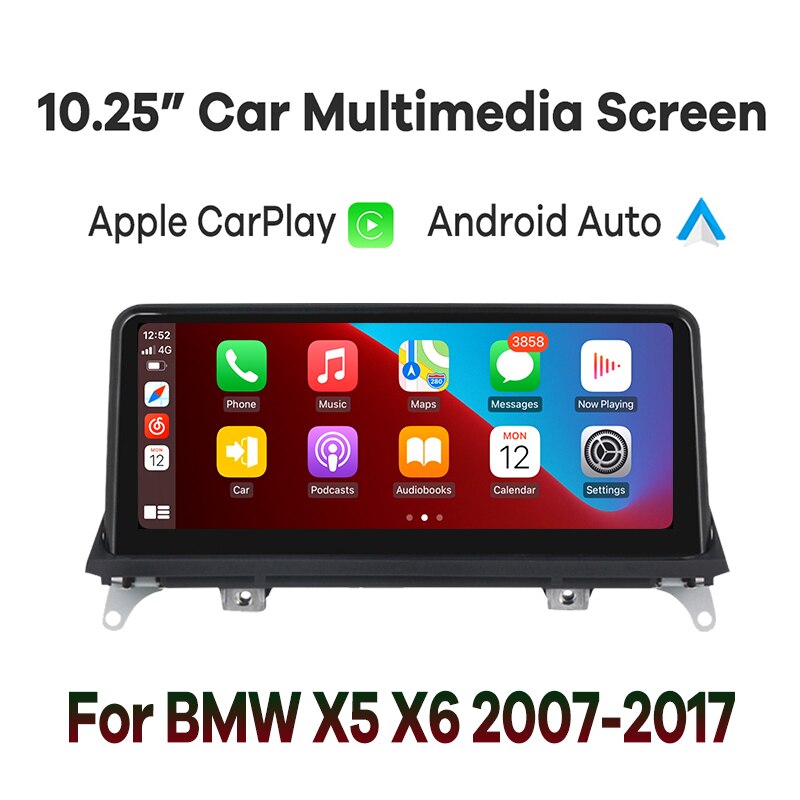 จอแอนดรอย BMW Apple CarPlay Android Auto Car Multimedia BMW-X5-X6-E70-E71-2007