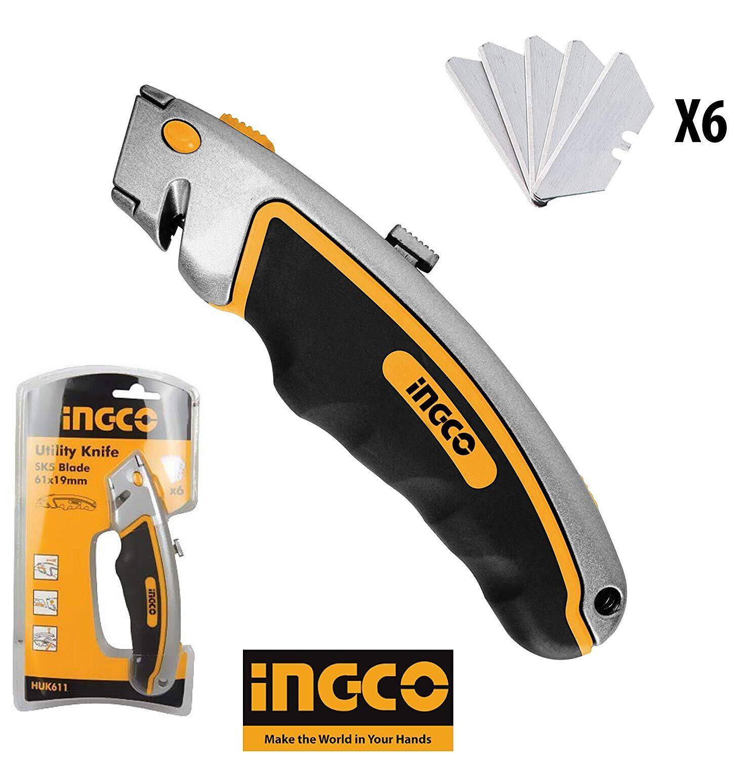 INGCO มีดอเนกประสงค์ พร้อมใบมีด 5 ใบ รุ่น HUK6118