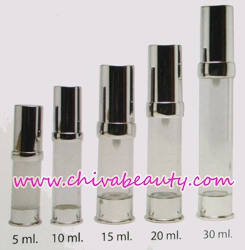 ขายส่ง ปลีก บรรจุภัณฑ์ ขวดสูญญากาศใส ฝาทอง ฝาเงิน บรรจุเซรั่ม โลชั่น ขนาด 5ml,10 ml,15 ml,20ml,30ml