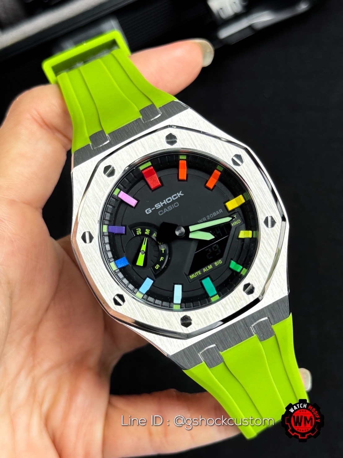 G-shock Casioak Rainbow Light Green Lambo Rubber Strap