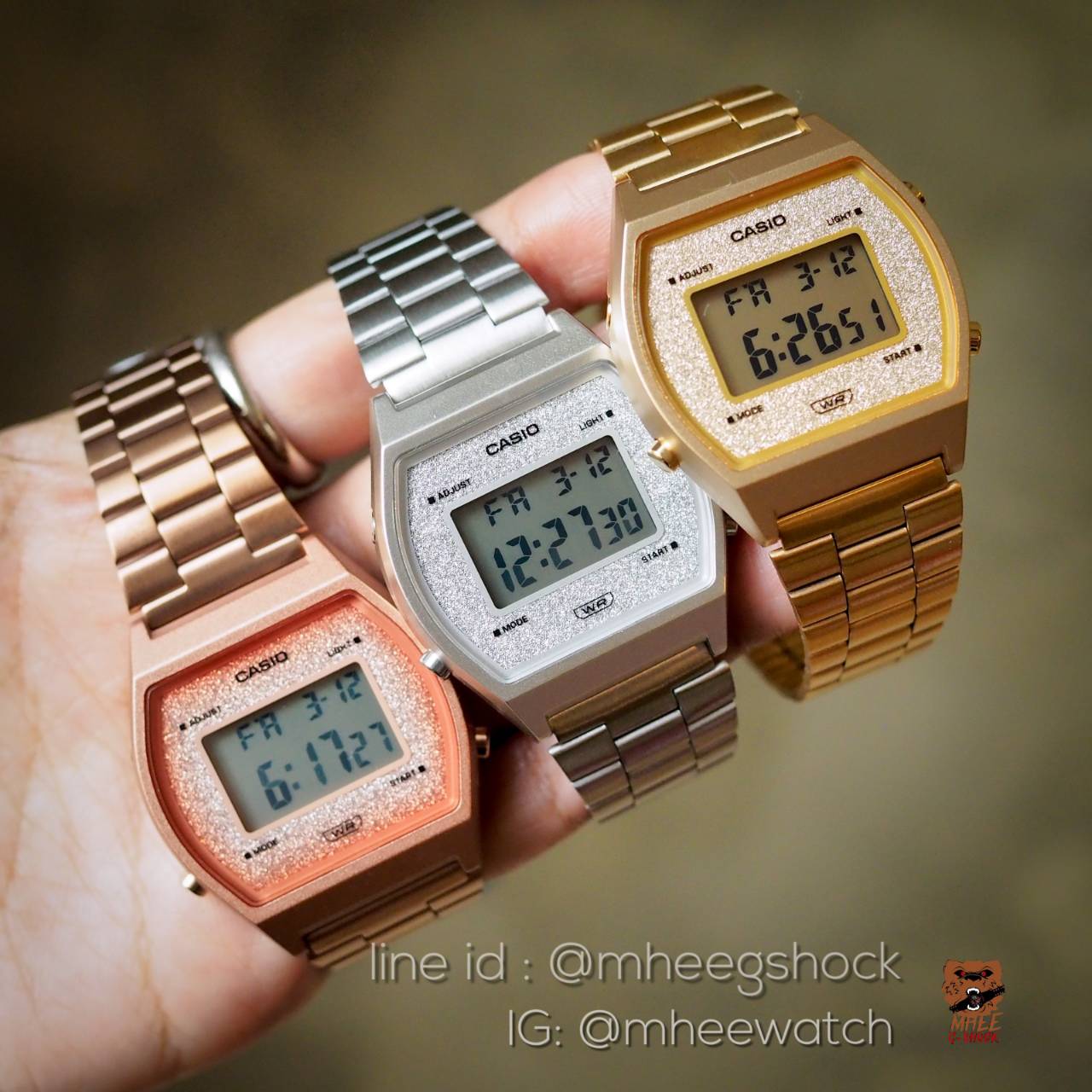 นาฬิกาผู้หญิง คาสิโอ้ Casio Vintage Bling หน้าปัดเพชร Gold, Rosegold ของแท้ 100% ประกันศูนย์เซ็นทรัล CMG