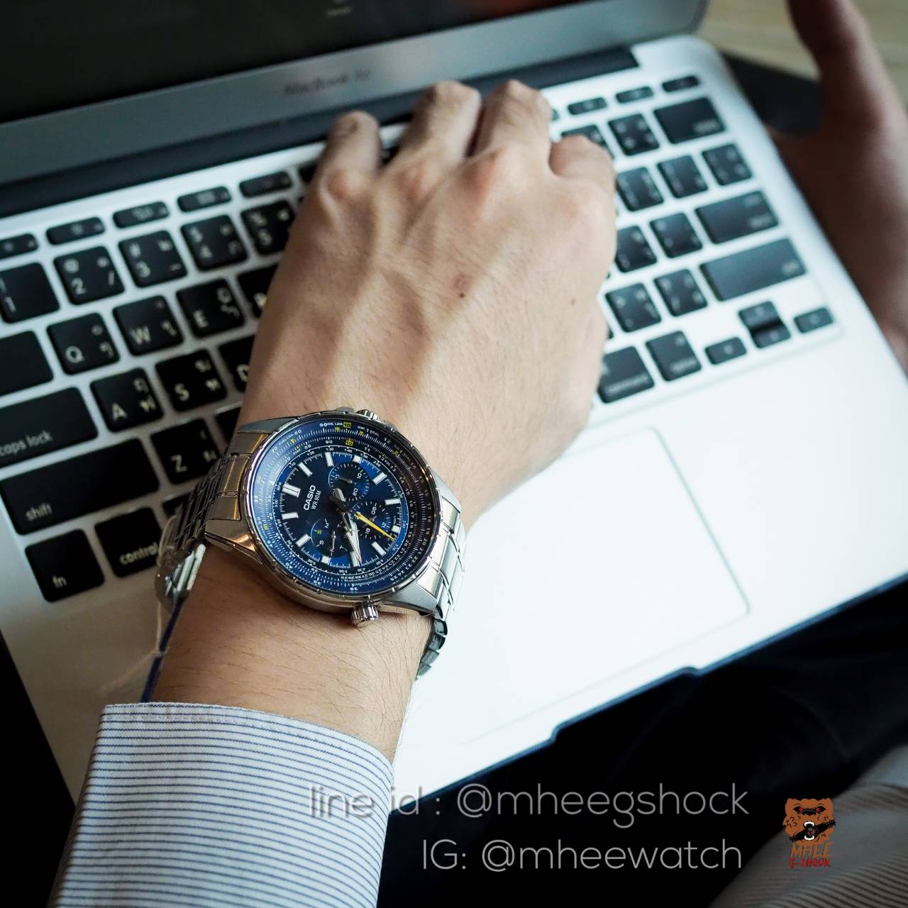 นาฬิกาคาสิโอ้ Casio Steel หน้านักบิน จอโครโนกราฟ ใหญ่เต็มข้อ ของแท้ ประกันศูนย์เซ็นทรัล CMG