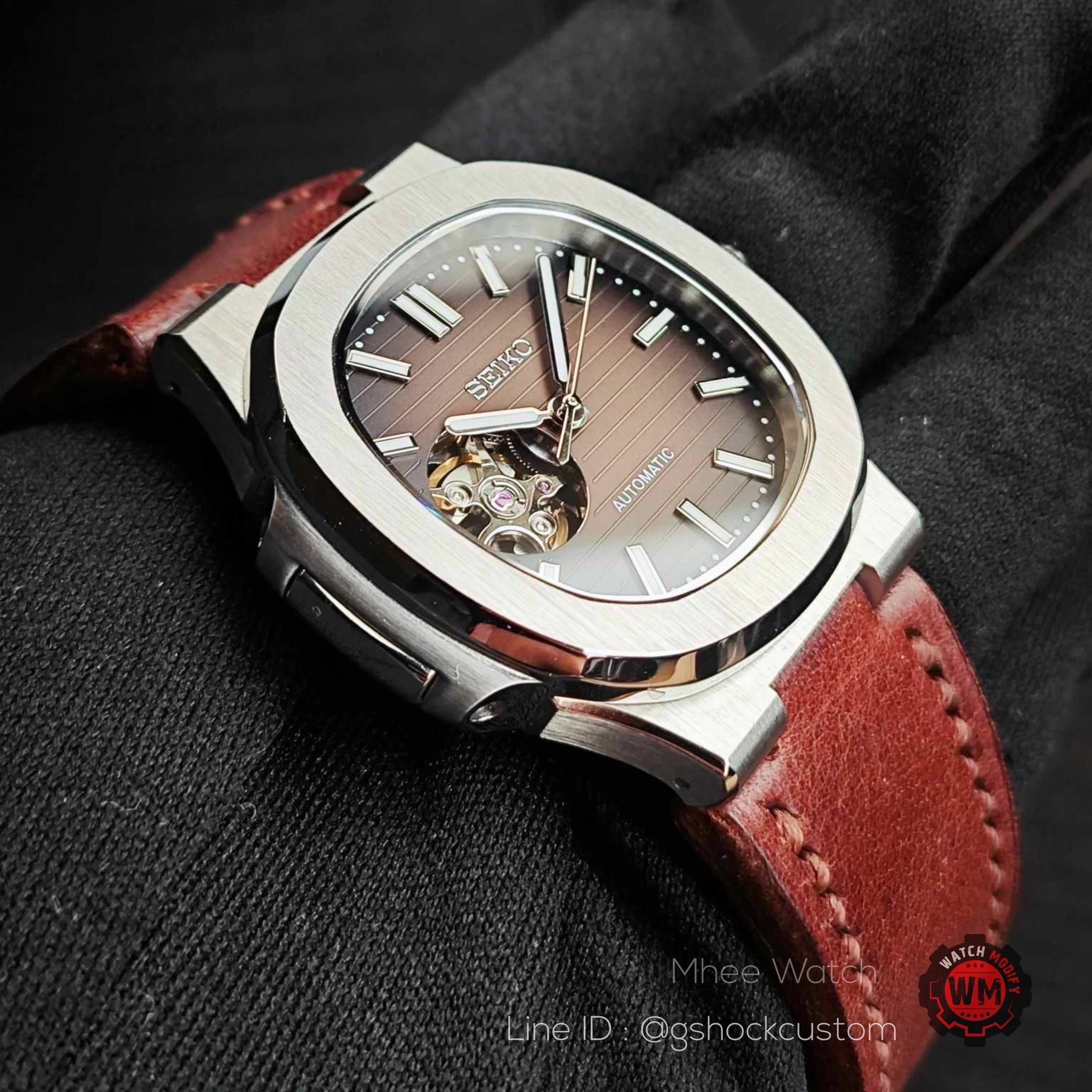 Seikomod Open Heart Nautilus Genuine Leather Strap From Italy