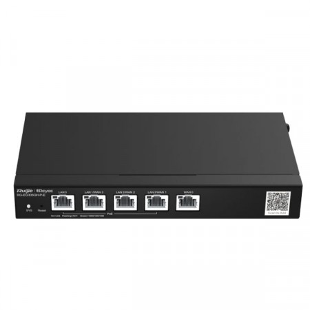 Reyee RG-EG305GH-P-E Cloud Managed Router Multi-WAN Load Balancing Support , 5 Gigabit Ethernet Ports (WAN/LAN), 4 PoE/PoE+ ports 60W PoE Power budget, Throughput 1.5 Gbps, Free Cloud Management