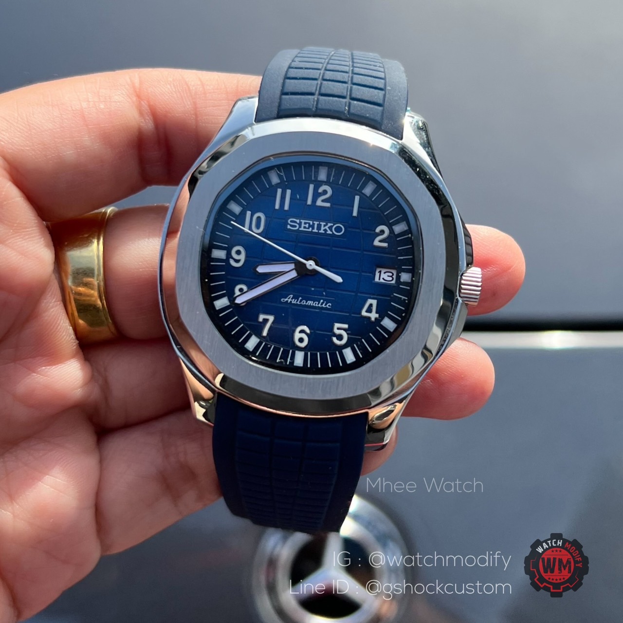 Seiko Modified Aquanaut Model Silver Dark Blue Strap Luxury Style