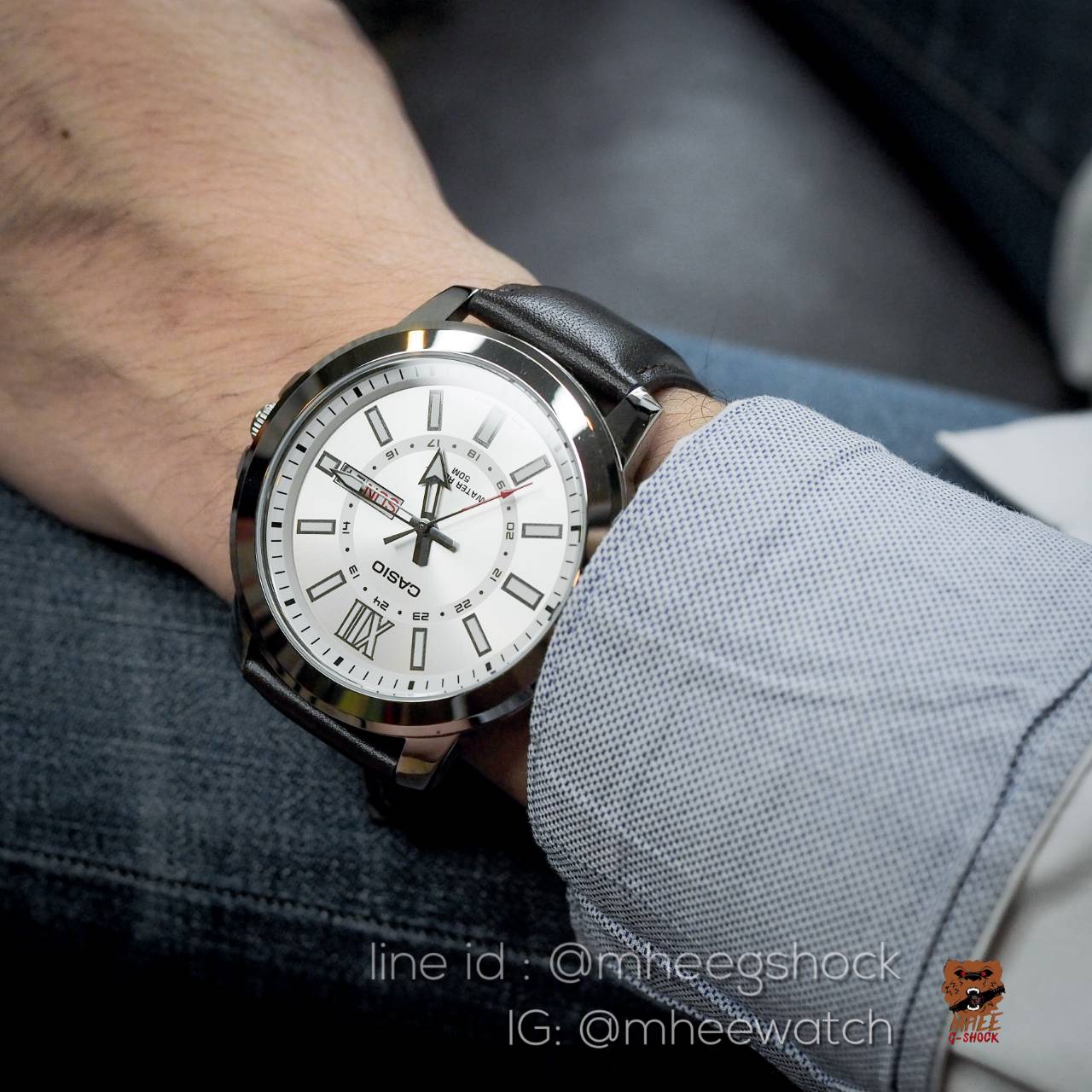 นาฬิกา Casio รุ่นดีเซล สายหนัง หน้าปัดใหญ่เต็มข้อ ของแท้ รับประกันศูนย์เซ็นทรัล